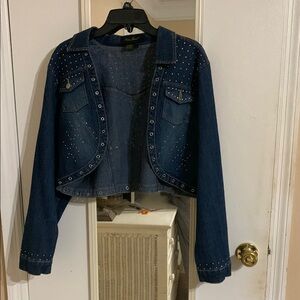 Ashley Stewart Blue Studded Jean Jacket